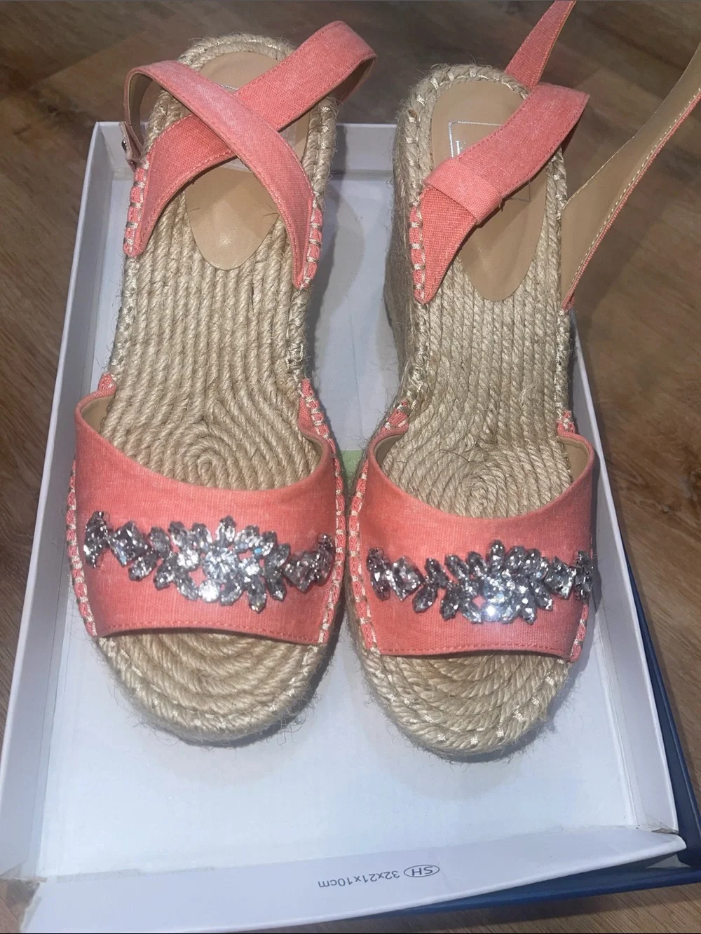 Kaari Blue Coral Jeweled Slingback Espadrille Sandals